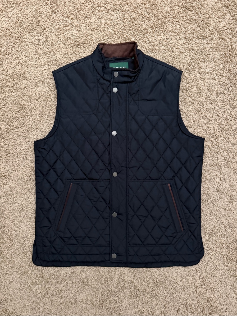 Orvis Men's Large Route 7 Vest Navy Blue Diamond Quilted Full Zip Outdoors Gorp